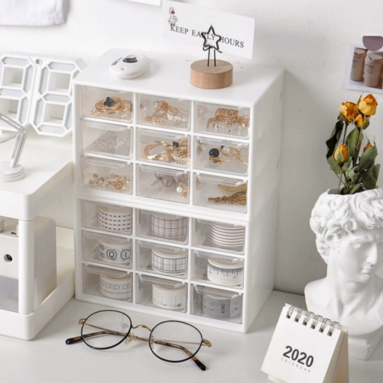 Caixa de armazenamento de mate - Office Drawer Organizer avaliação e preço